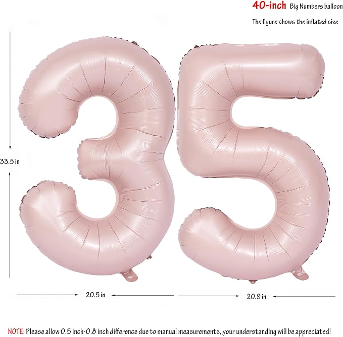 40 In Matte Pink Number Balloons Helium Foil Mylar Balloon Party Digital 35 | - Image 2