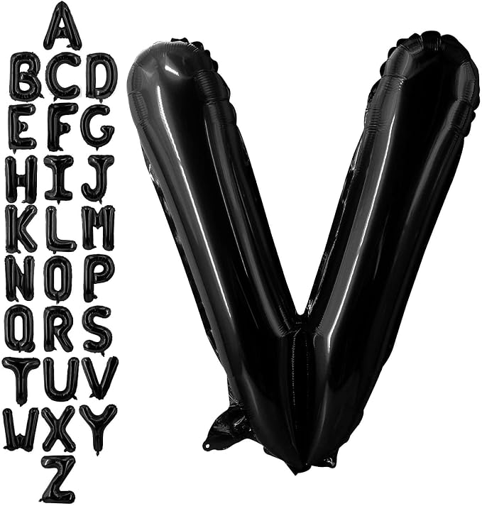 40 Inch Black Letter V Balloons, DIY Phrase Foil Alphabet Letter V Balloons DIY by LHOAVWE