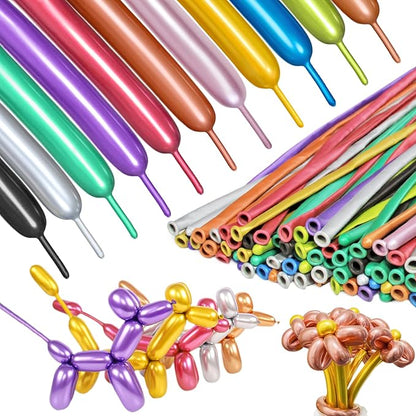 Metallic Multi Long Balloons Premium 260 Twisting Animals Magic Balloons by ZBYDNG