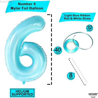 KatchOn Giant Light Blue Number 6 Balloon - Image 4