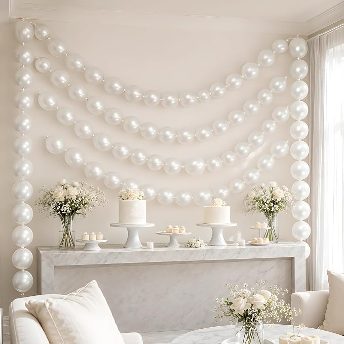 Pearl White Linking Balloons - Image 6