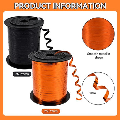 TONIFUL 500 Yards Shiny Black Orange Curling Ribbon Balloon String | Balloon - Image 2