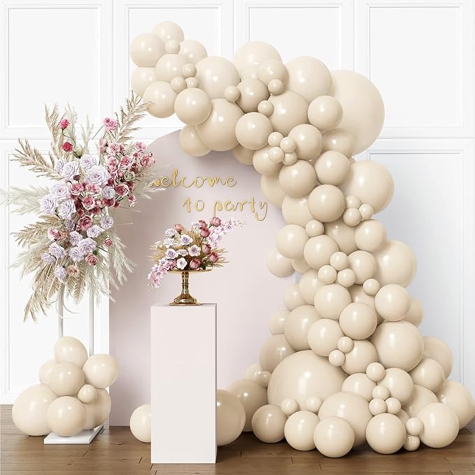 RUBFAC 87pcs Sand White Balloons Different Sizes 18 12 10 5 Inch by RUBFAC