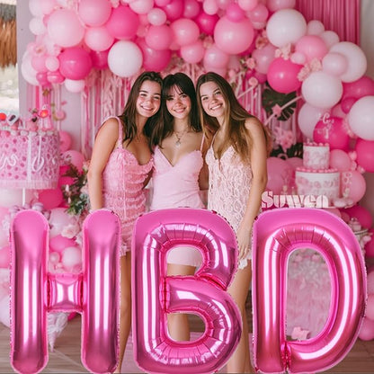 SUWEN 40 Inch Hot Pink Large K Letter Balloons Big Foil Helium Letter A-Z | - Image 2