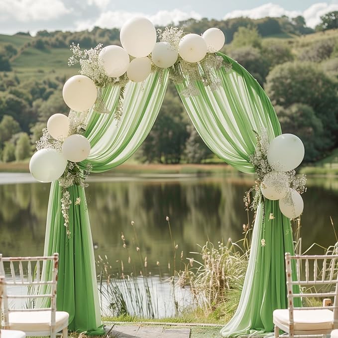 Wedding Arch Draping Fabric Backdrop Drapes 3 Panels, Sage Green | 28.7"x20FT - Image 6