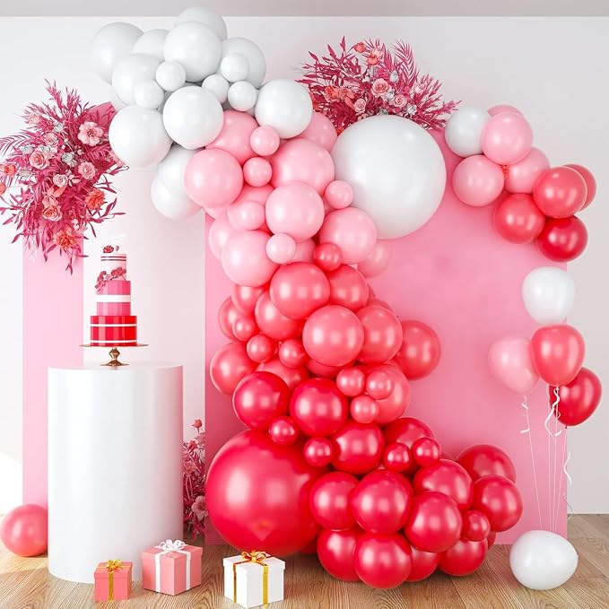 Red Pink Balloon Arch & Garland Kit by Wpensky
