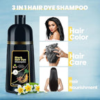 JUANCHI Gray Hair Coverage Shampoo - 3 in 1 Herbal Formula for Women and Men, 500ml (Black)