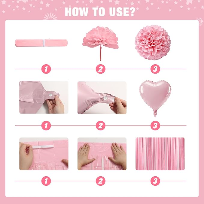 Pink and White Happy Birthday Party Decorations - Image 7