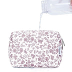 Narwey Small Cute Floral Makeup Bag for Purse Mini Cosmetic Bag Travel Makeup Pouch Zipper Pouch Cute Make up Bags with Compartments for Women Girls (Little Dusty Pink Flower, Small)