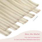 WENNALIFE Tape in Hair Extensions Human Hair Tape in Extensions, 10pcs 25g 16 inch Remy Invisible Tape Ins