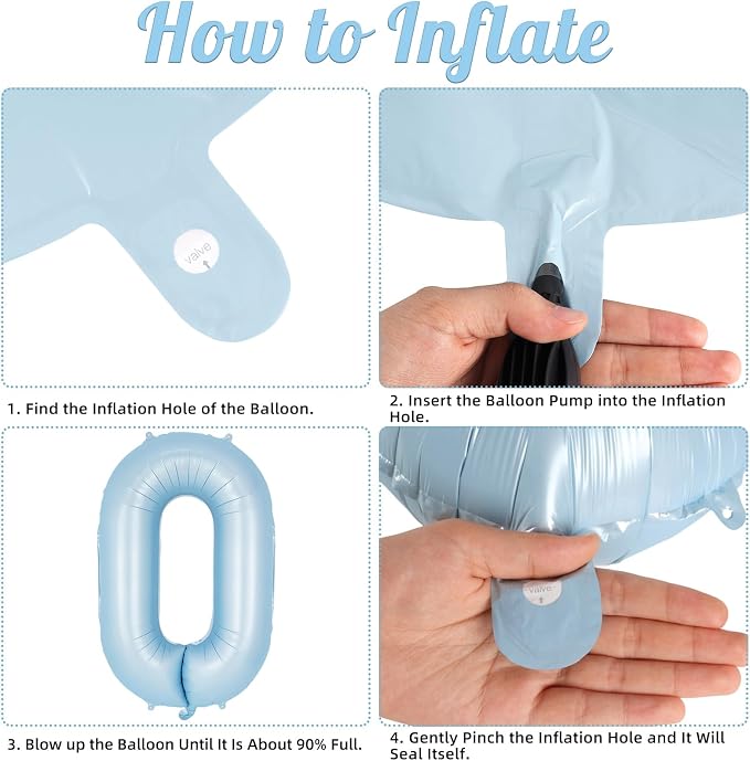 Light Blue Number 0 Balloon, 40 Inch Big Large Foil Number Balloons, Giant - Image 7