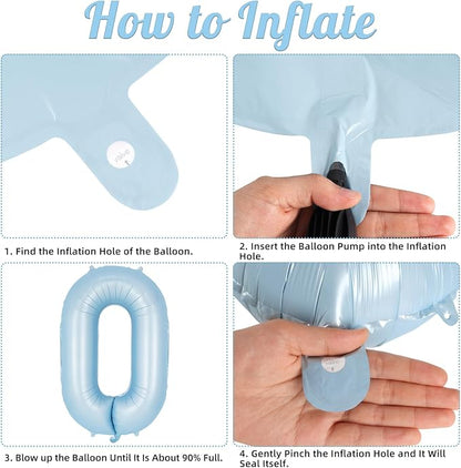 Light Blue Number 0 Balloon, 40 Inch Big Large Foil Number Balloons, Giant - Image 7