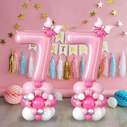 40 Inch Pink Number 7 Balloon for 7th Birthday Decoration Pastel Baby Pink - Image 4