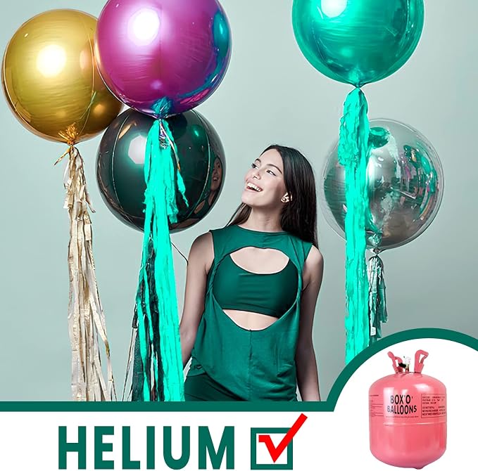 PartyWoo Dark Green Large Round Giant 4D Jumbo Foil Balloons 6pcs 22 Inch | 22 - Image 3