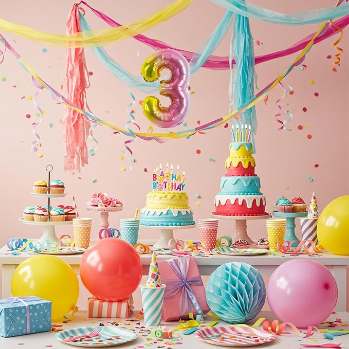 TONIFUL Number Balloon 16 Inch 10 Pcs Colorful 0-9 Birthday Number Balloons | - Image 3