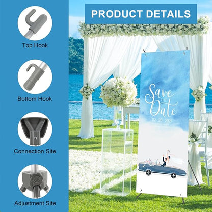 4 Pack X Frame Banner Stand Adjustable Size 23"X63" to 32"X78" - Image 5