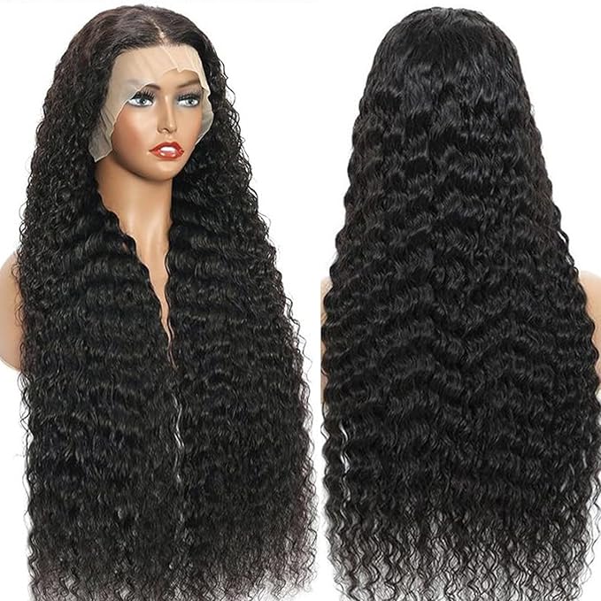 32 Inch 13x6 Deep Wave Lace Front Wigs Human Hair 200% Density HD Lace Front Wigs Human Hair Pre Plucked Natural Color Glueless Wig 100% Virgin Lace Front Wigs for Women