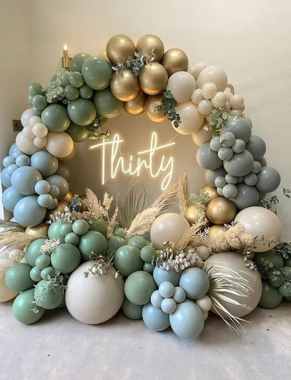 Dusty Blue Sage Green Balloon Arch Kit, Sage Green and White Balloon | 143Pcs - Image 2