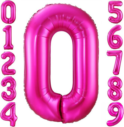 Hot Pink 0 Balloon, 40 Inch Number 0 Balloon, Birthday Balloon Decorations by BBPOOL