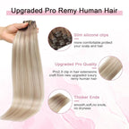 Pro2.0 Remy Real Human Hair Extensions Clip ins 120g Thick 7pcs #8/60/18 Ash Brown to Ash Blonde Mix Platinum Remy Clip in Hair Extensions Real Human Hair 16inch Double Weft（#8/60/18-16inch）