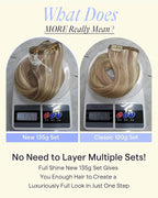 Full Shine Clip in Extensions Ash Blonde Highlighted Bleach Blonde Remy Clip in Hair Extensions for Volume Thick Real Human Hair 135 G 18 Inch 7 Pcs