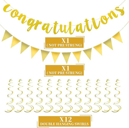 Pre-strung Glitter Congratulations Banner Sign Triangle Flag Banner Hanging - Image 3