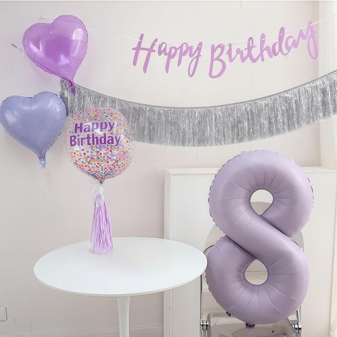 Pastel Purple 8 Number Balloons, 40 Inch Light Purple 8 Balloons Large Helium - Image 3