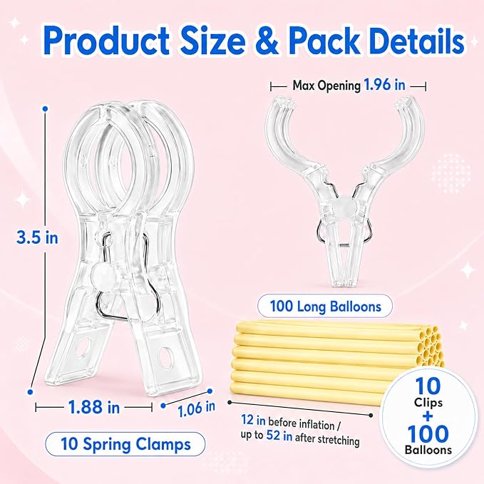 10 Pack Balloon Arch Clips, 3.5 Inch Clear Clamps - Image 4