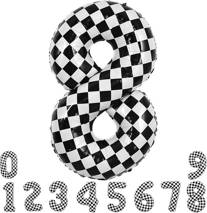 TONIFUL 40 Inch Large Checkered Number 8 Balloon 8th Birthday Decorations | 8th by TONIFUL