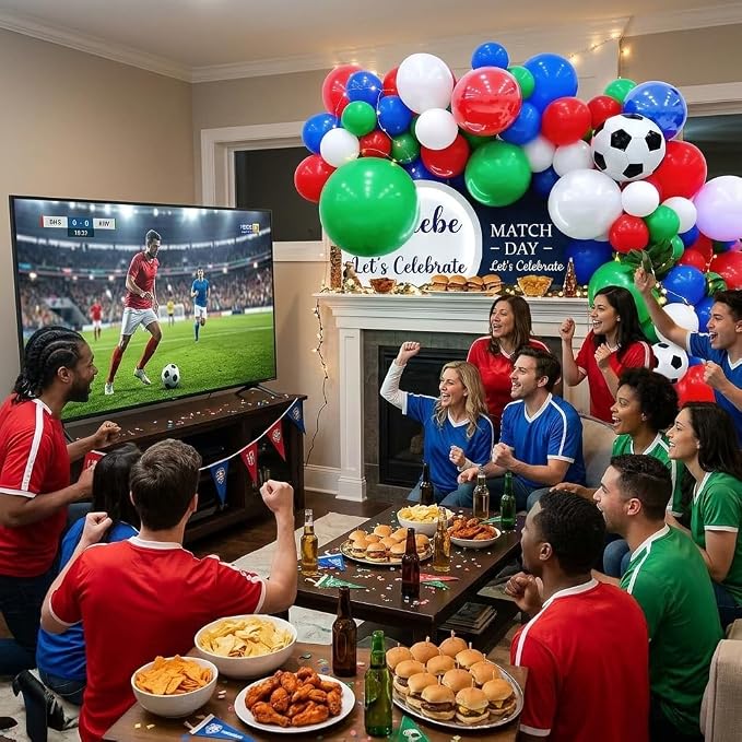 Soccer Balloons, 12 Inch Red Green and Blue White Soccer Ball Balloons - Image 4