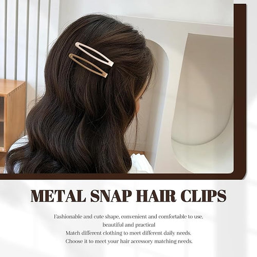 16 PCS Snap Hair Clips Metal Barrettes for Women Non Slip Barrettes for Thick and Thin Fine Hair,Bright Black Brown Beige,2.36 x 0.43 Inches.