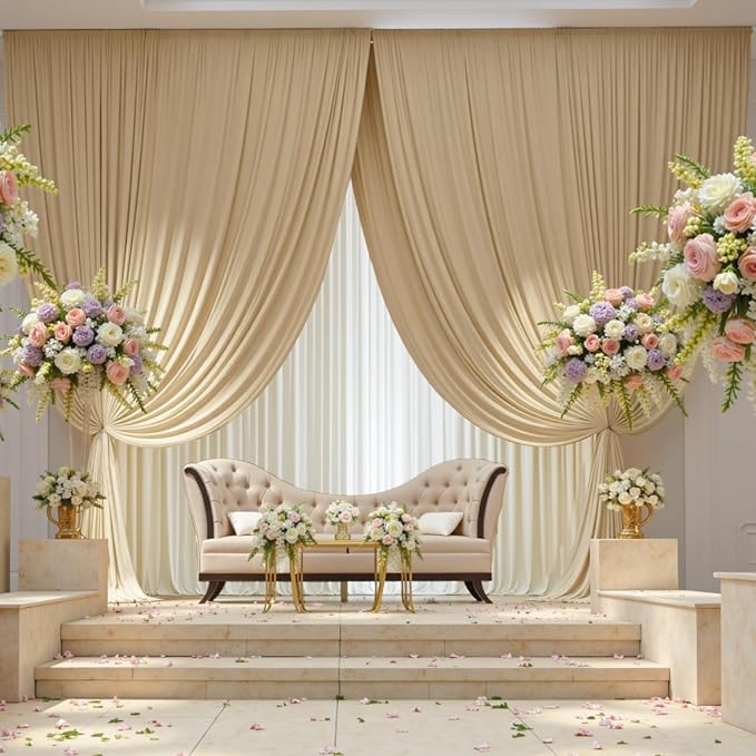 30ft×12ft Wrinkle Free Champagne Backdrop Curtain - Image 7