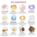 Rose 23 Pcs Facial Skin Care Set, Luxury Bath and Body Gifts for Women, Spa & Self-Care Gifts, Sheet Mask, Eye Mask, Gua Sha, Cream, Face Oil, Birthday, Christmas, Valentines, Mother Day, Girlfriend