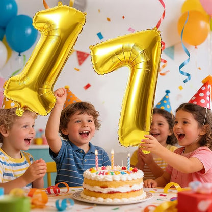 40 Inch Number 17 Balloons for 17th Birthday Party Decorations, 0-100 Gold - Image 2