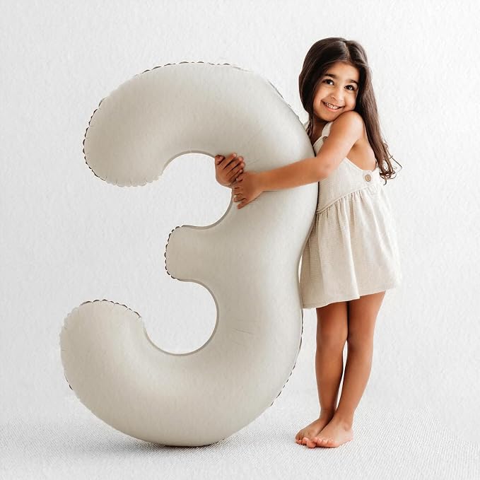 Number 3 Balloon Beige, 40 Inch Large Cream Foil 3 Helium Balloons - Image 7