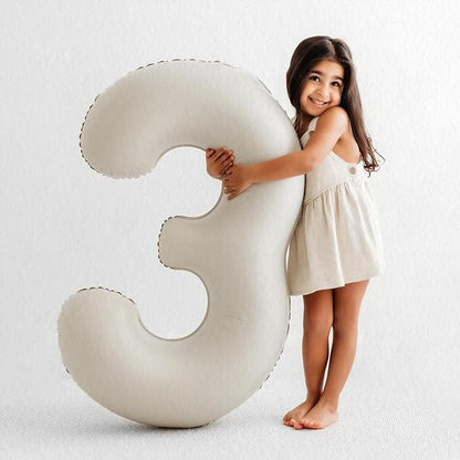 Number 3 Balloon Beige, 40 Inch Large Cream Foil 3 Helium Balloons - Image 7