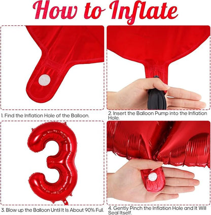 Red Number 30 Balloons, 40 Inch Big Large Foil Number Balloons, Jumbo Giant - Image 4