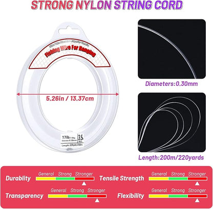 Clear Fishing Wire, Acejoz 656FT Fishing Line Clear Invisible Hanging Wire - Image 3