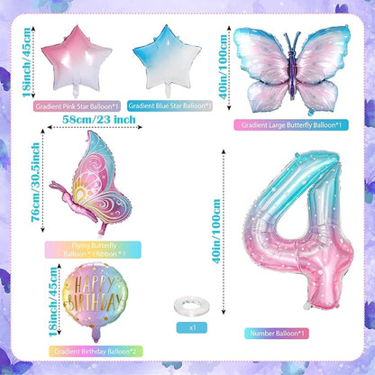 Butterfly Balloons 4th Birthday Decorations - Image 2