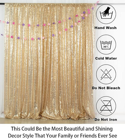 ShinyBeauty Sequin Backdrop 7ftx7ft Light Gold | Sparkle Drapes - Image 7
