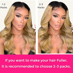 Lashey Body Wave Clip in Hair Extensions Real Human Hair 110g 7pcs 16 Inch Ombre Natural Black to Honey Blonde Seamless Clip in Hair Extensions Human Hair with PU Soft Invisi Edge