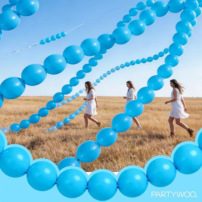 PartyWoo Light Blue Linking Balloons 100pcs 6 Inch Blue Link Balloons | - Image 7