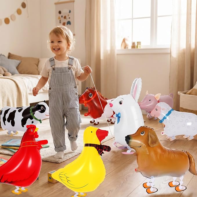 8 Pcs Walking Animal Balloons, Farm Animals Balloons, Walking Foil Mylar Balloon - Image 3