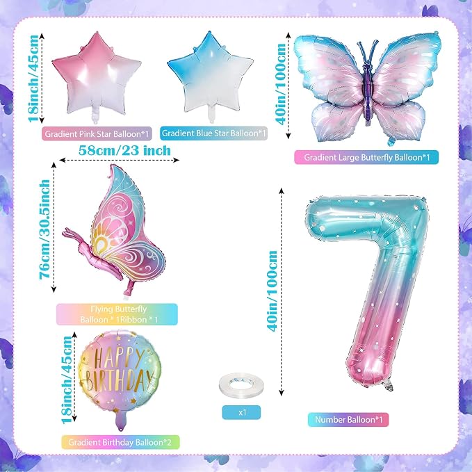Butterfly Balloons 7th Birthday Decorations - Image 2