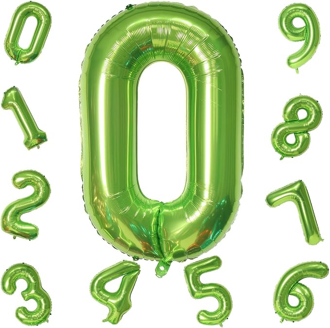 40 Inch Green Large Number Balloons Set 0-9, Self Inflate Foil Number 0 Helium - Image 9