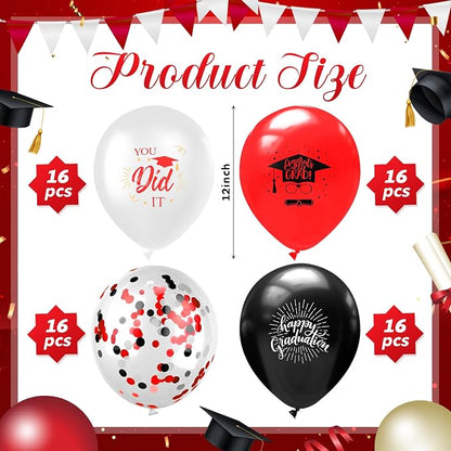 Kasyat 4 Set Red and Black Graduation Balloons Stand High 53 Inch Class of 2026 - Image 2