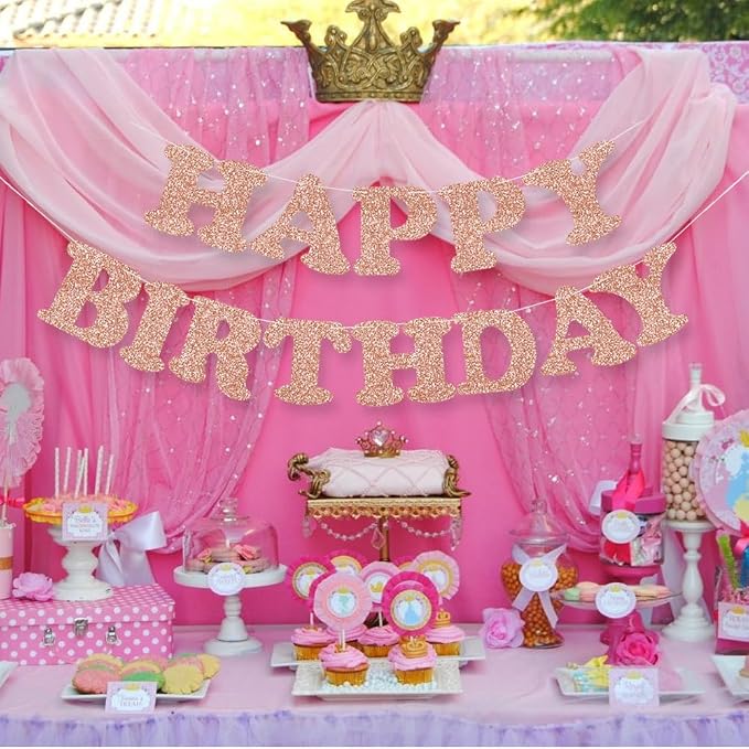 Rose Gold Happy Birthday Banner - Image 6