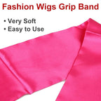 XTREND Women's Satin Edge Scarves for Hair Laying Scarf for Lace Wig Non Slip Wrap Wigs Grip Band for Yoga, Makeup, Facial, Sport, Satin Scarf for Natural Hair (1 pc, Pink#)