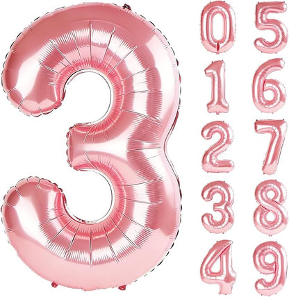 40 Inch Number 3 Balloons for 3rd Birthday Party Decorations, 0-100 Jewelry by FOBELEC