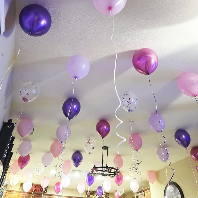 Pink and Purple Balloons, Metallic Purple Pink Latex Balloons - Image 9